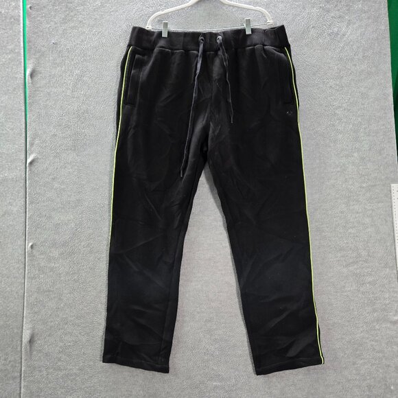 True Religion Men Activewear Pants 2XL Black Green Sweats Fleece‎ Straight - Picture 1 of 14